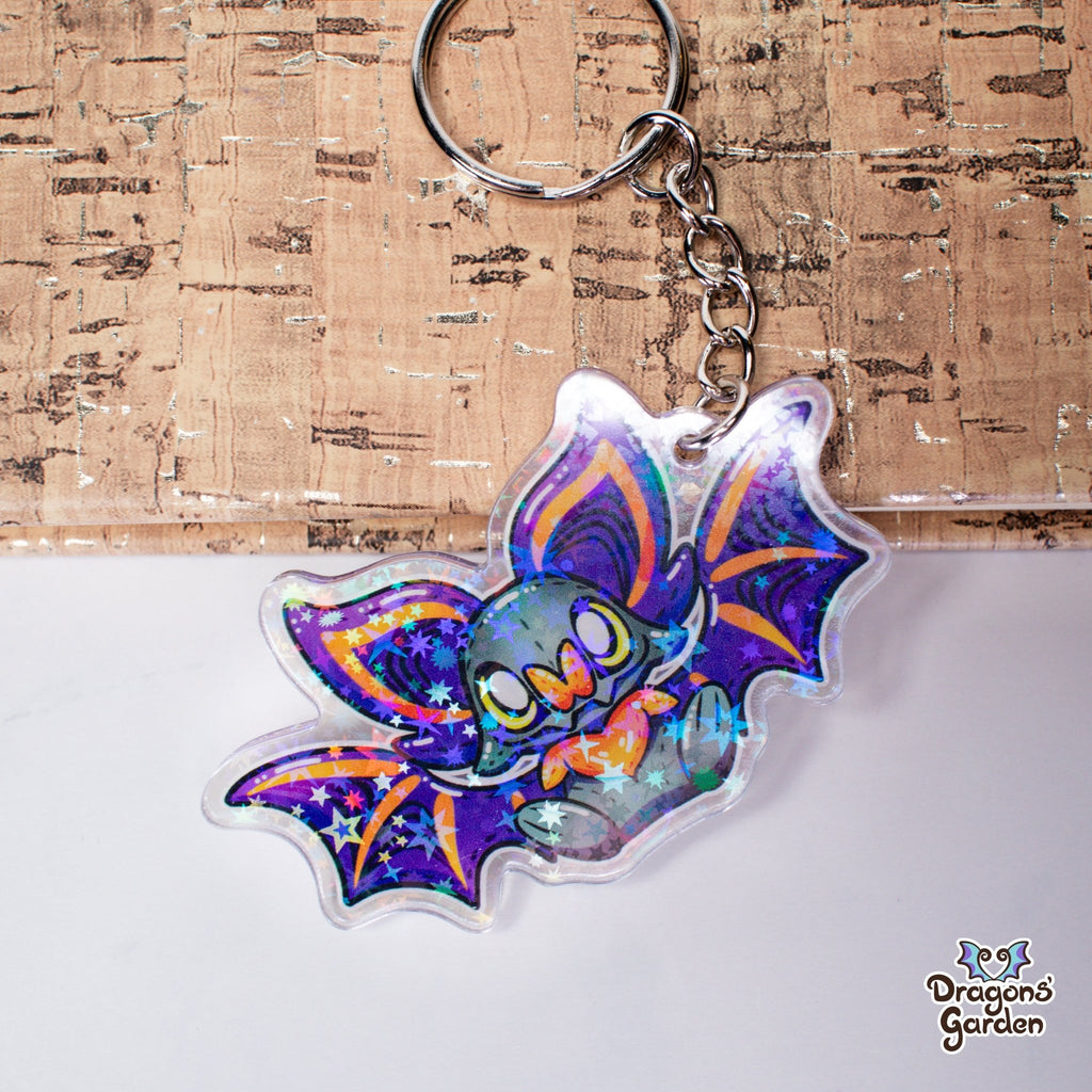 Sitting Bat | Holographic Acrylic Keychain - Dragons' Garden - Keychain Keychain