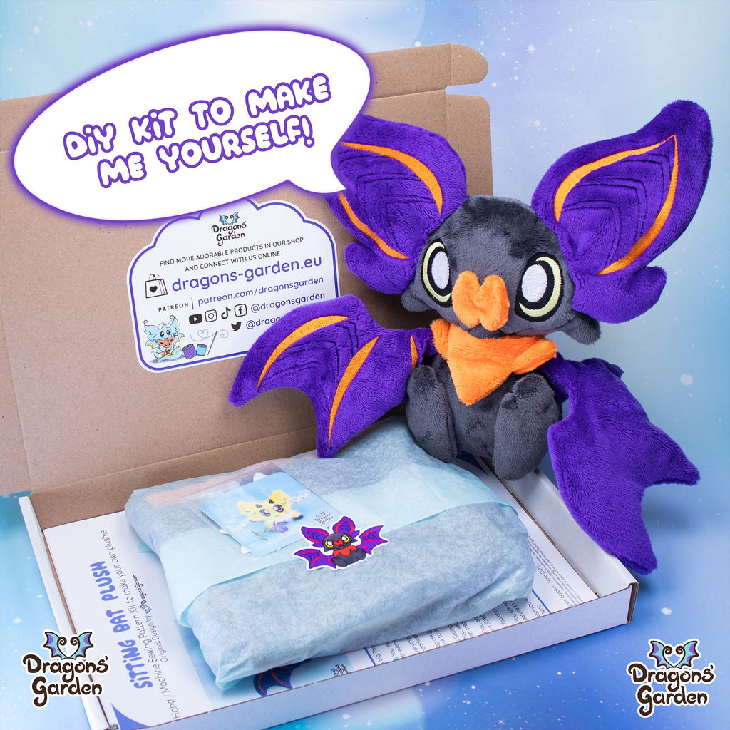 Sitting Bat Plushie Sewing Kit - Dragons' Garden - Sewing Kit Sewing Kit