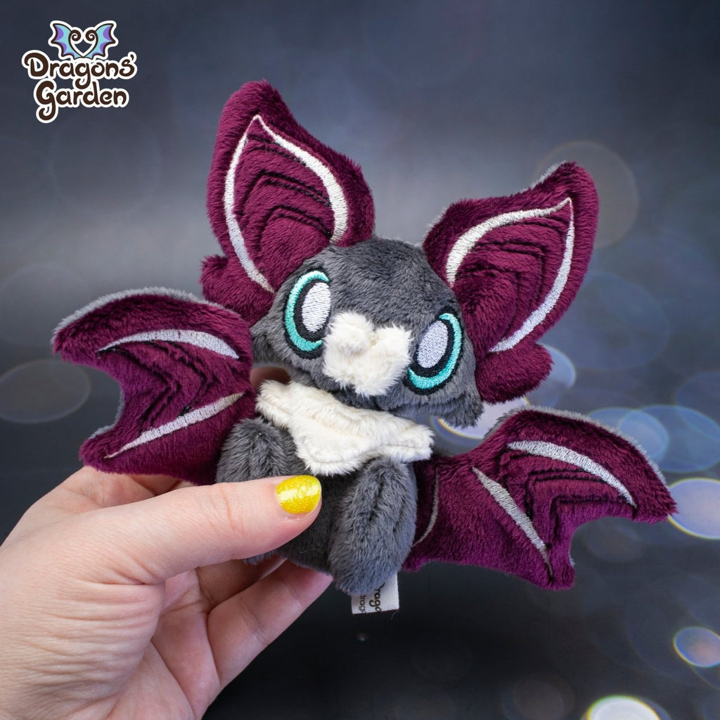 Small Aubergine and Beige Sitting Bat Plushie - Dragons' Garden - Plushie *New