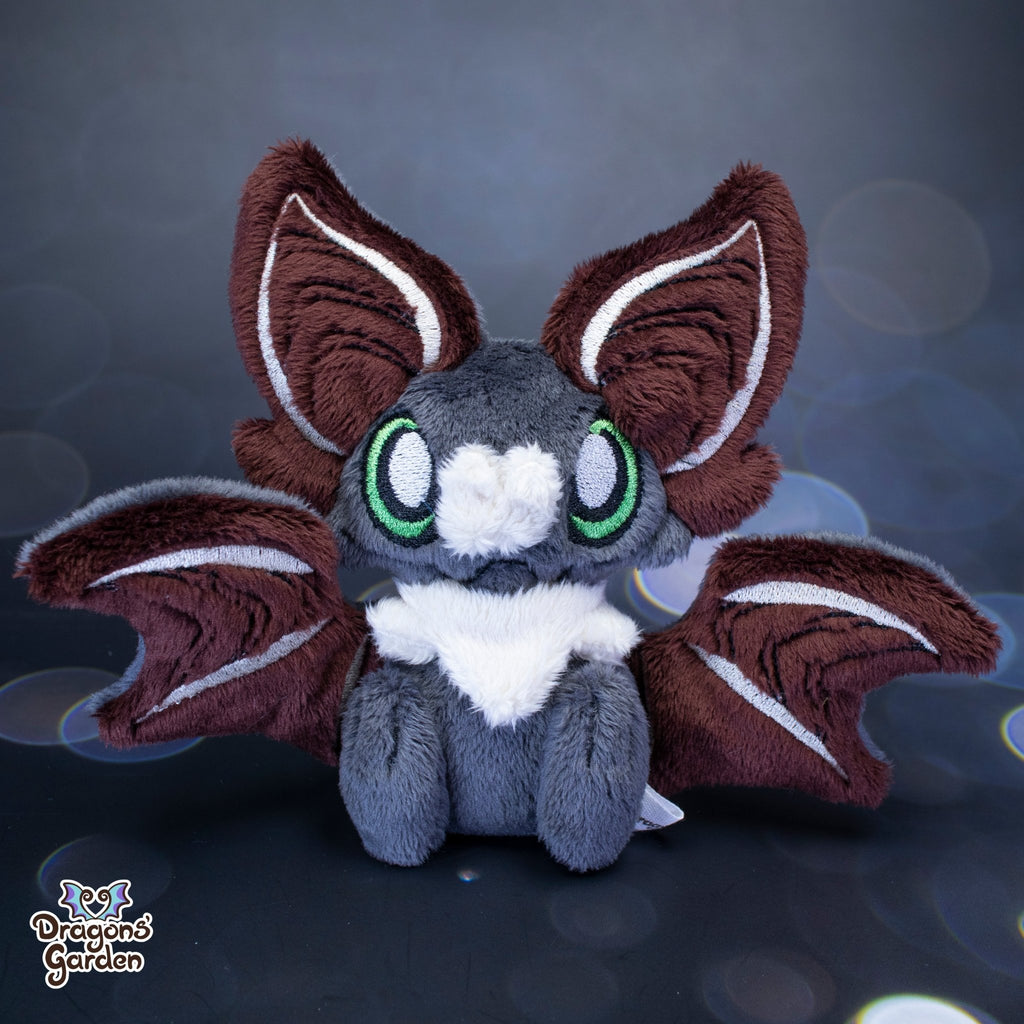 Small Brown and Beige Sitting Bat Plushie - Dragons' Garden - Plushie Original Creation