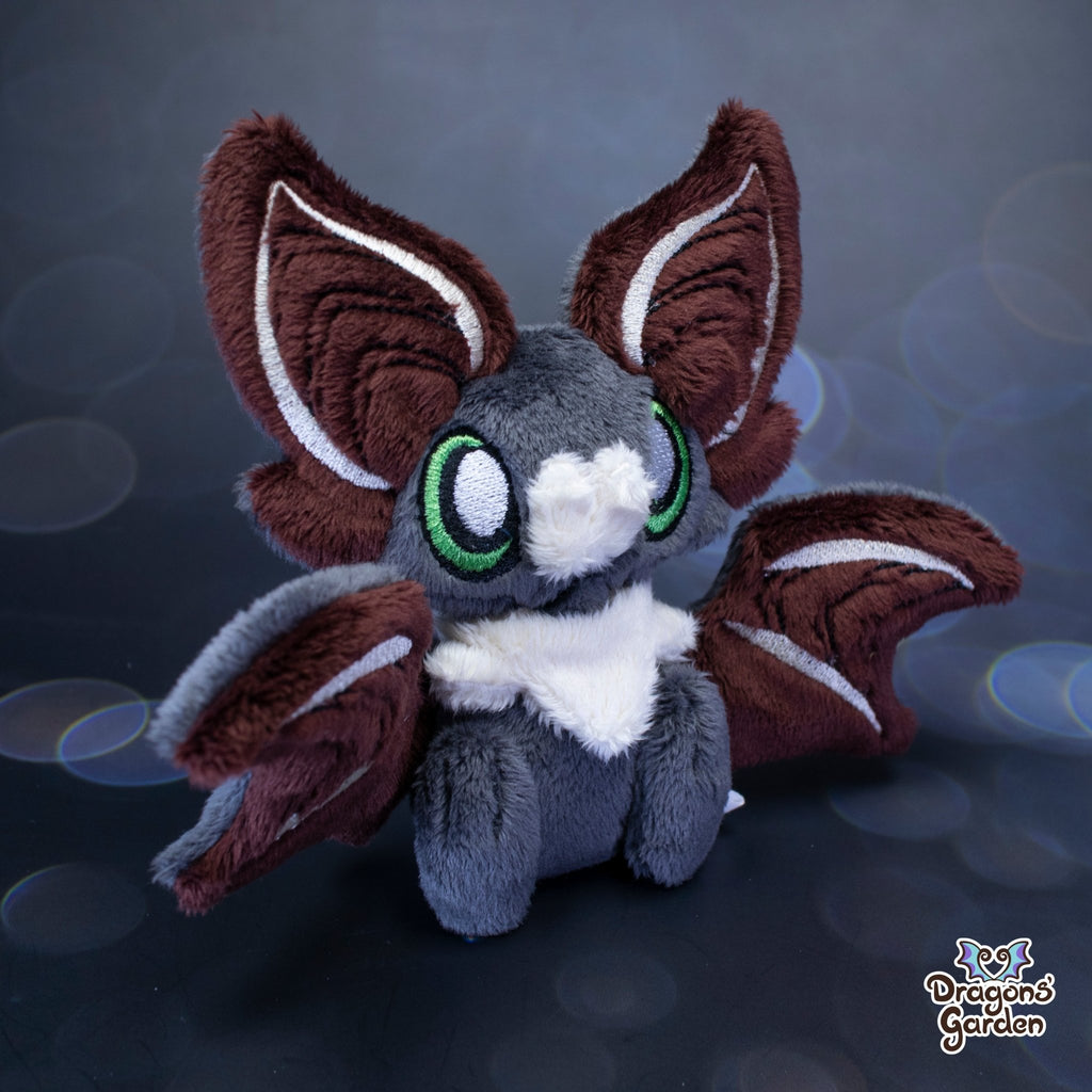 Small Brown and Beige Sitting Bat Plushie - Dragons' Garden - Plushie Original Creation