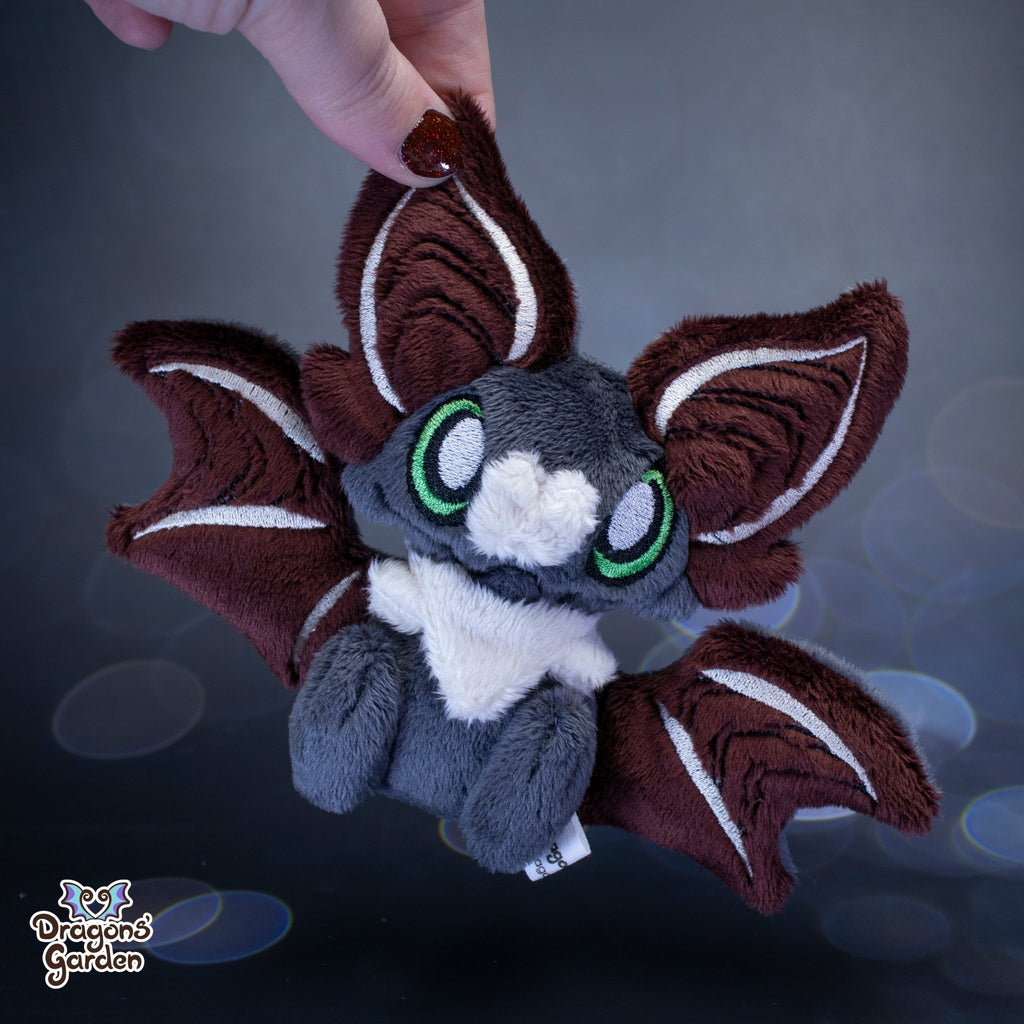 Small Brown and Beige Sitting Bat Plushie - Dragons' Garden - Plushie Original Creation