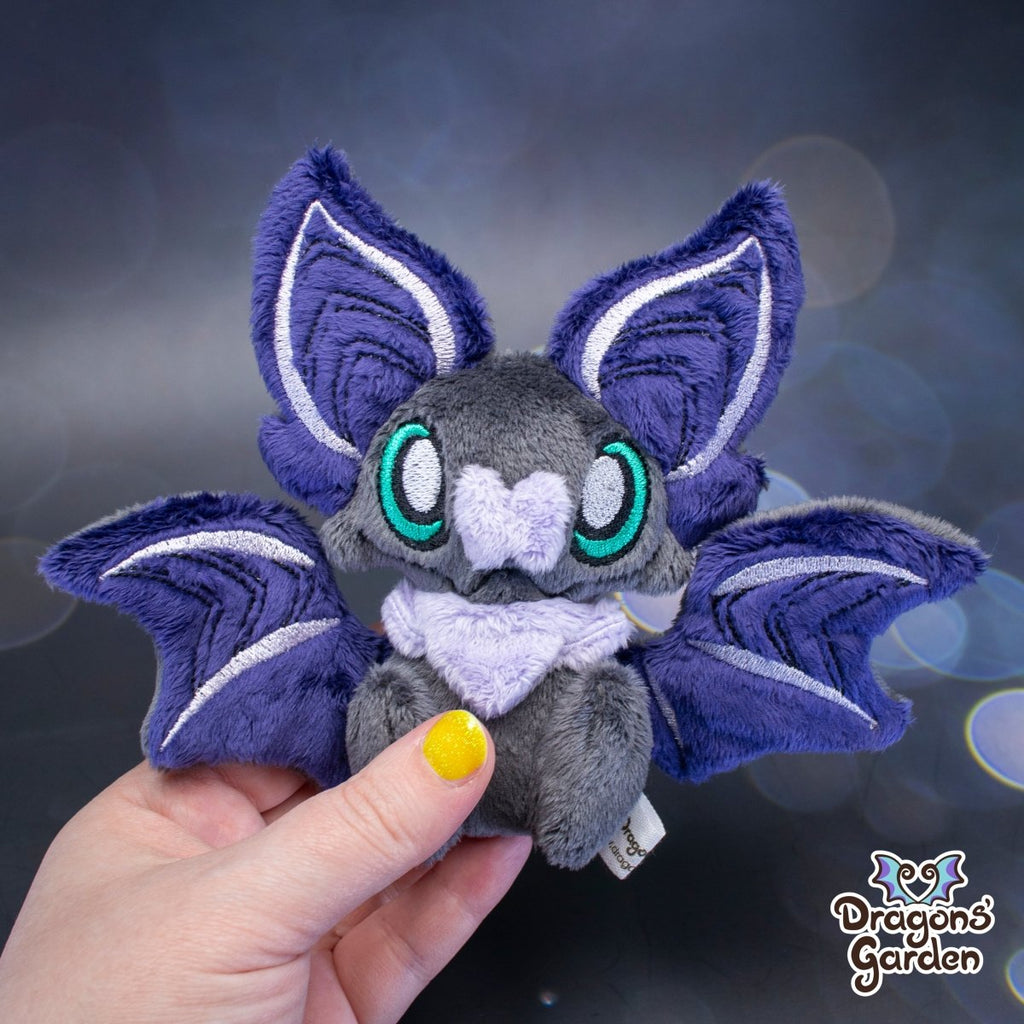 Small Deep Purple and Lilac Sitting Bat Plushie - Dragons' Garden - Plushie *New