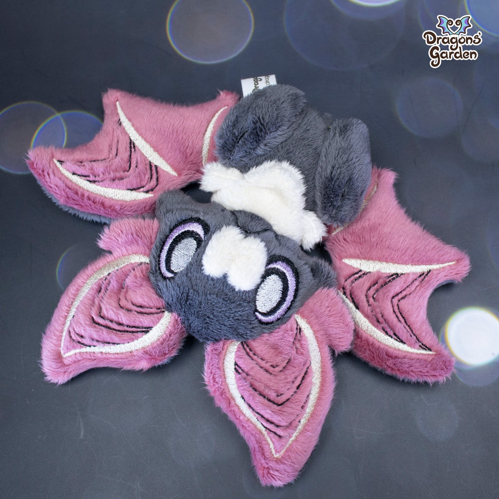 Small Dust Pink and Beige Sitting Bat Plushie - Dragons' Garden - Plushie Original Creation