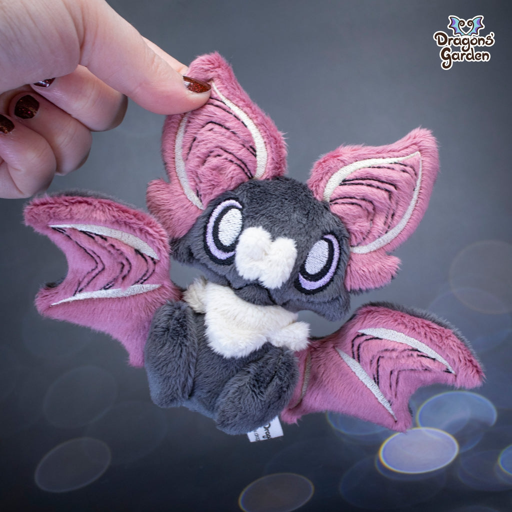 Small Dust Pink and Beige Sitting Bat Plushie - Dragons' Garden - Plushie Original Creation