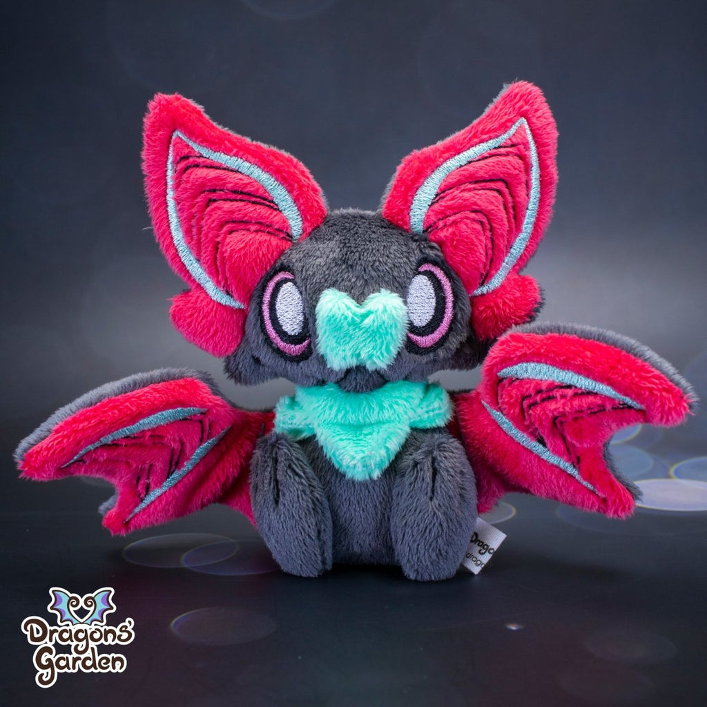 Small Fuchsia and Mint Sitting Bat Plushie - Dragons' Garden - Plushie *New