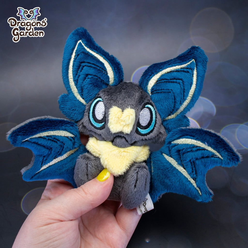 Small Navy and Yellow Sitting Bat Plushie - Dragons' Garden - Plushie *New