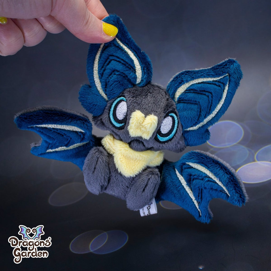 Small Navy and Yellow Sitting Bat Plushie - Dragons' Garden - Plushie *New