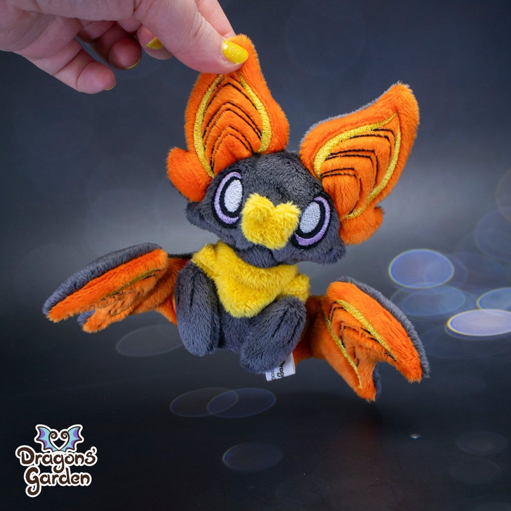 Small Orange and Yellow Sitting Bat Plushie - Dragons' Garden - Plushie *New