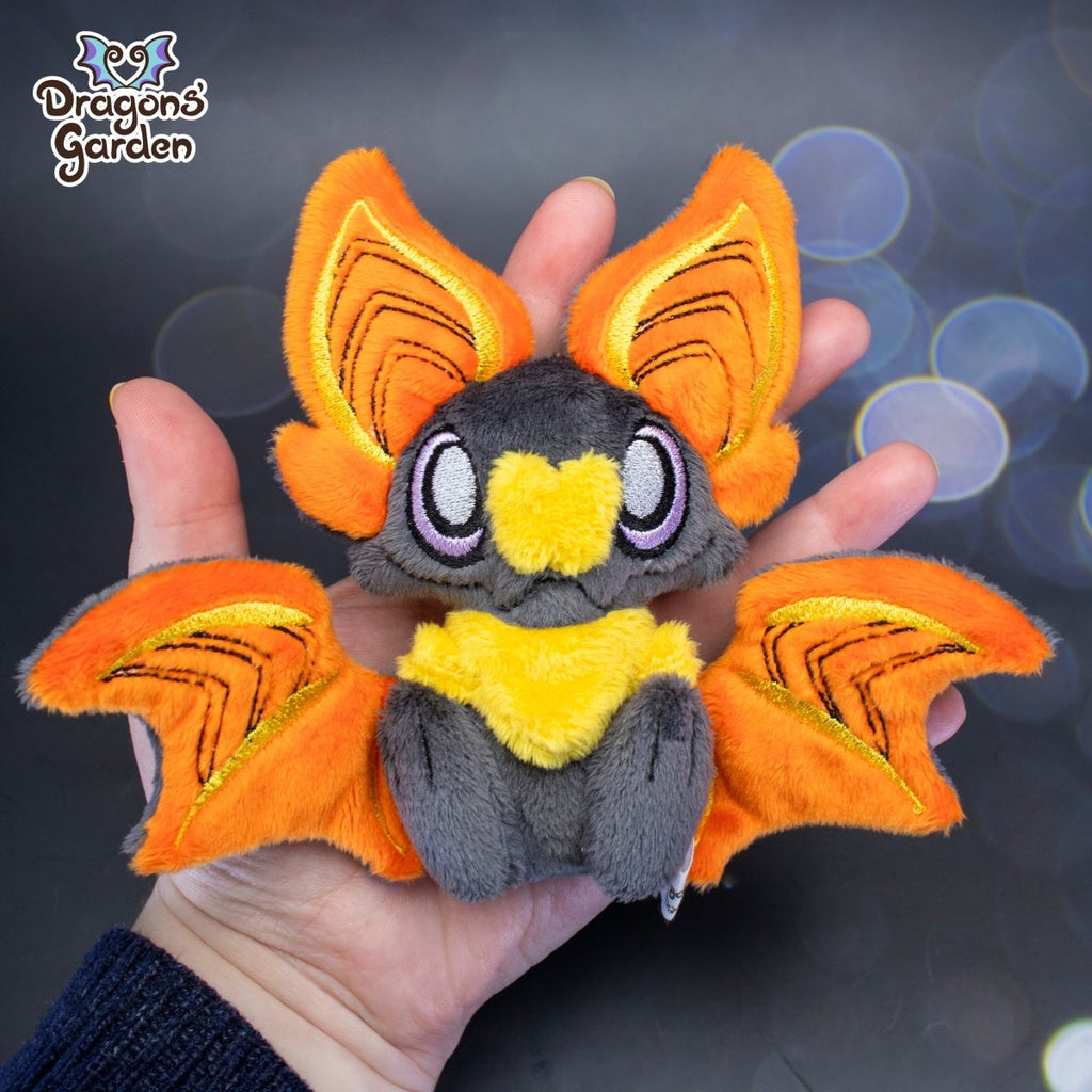 Small Orange and Yellow Sitting Bat Plushie - Dragons' Garden - Plushie *New