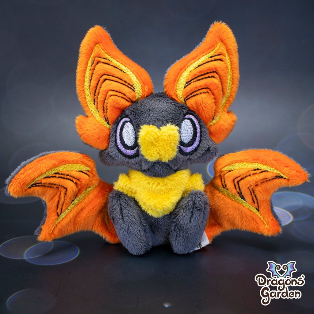 Small Orange and Yellow Sitting Bat Plushie - Dragons' Garden - Plushie *New