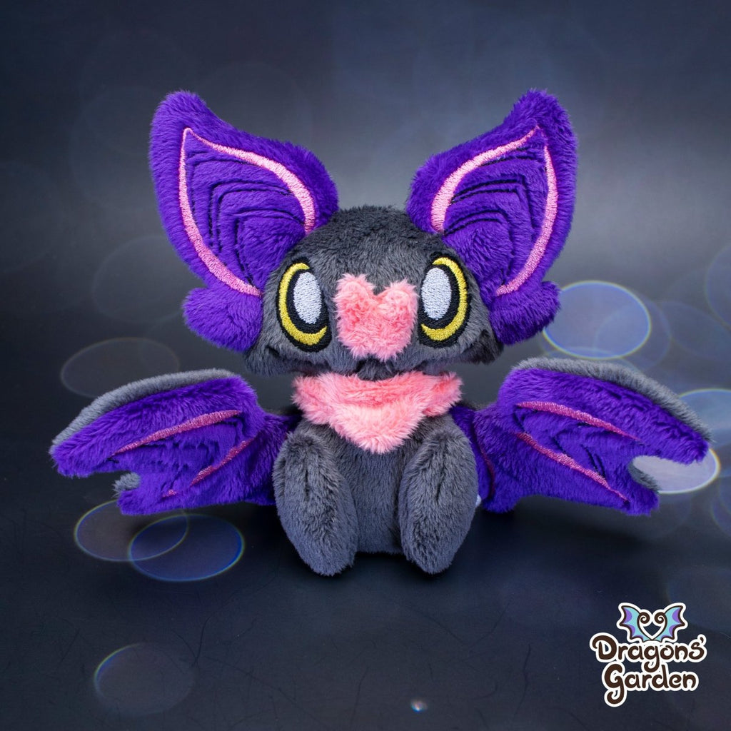 Small Purple and Pink Sitting Bat Plushie - Dragons' Garden - Plushie *New