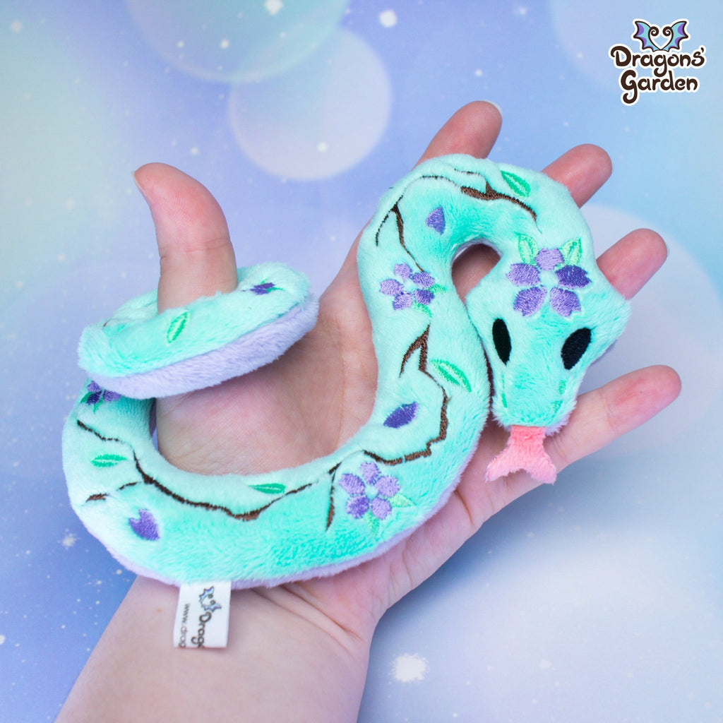 Small Weighted Lilac Sakura Snake Plush - Dragons' Garden - Plushie Original Creation