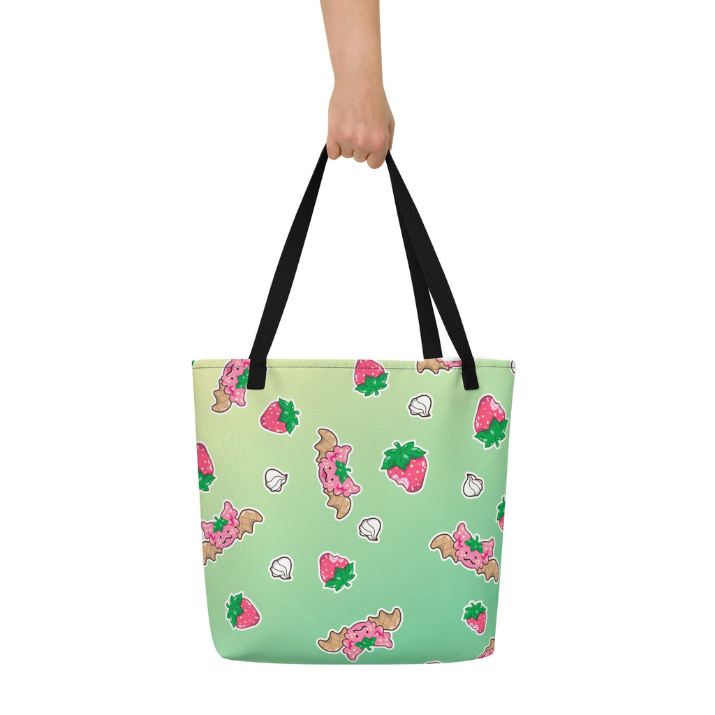Strawberries and Cream Jeff Dragon | Green | Big Tote Bag - Dragons' Garden - Bag
