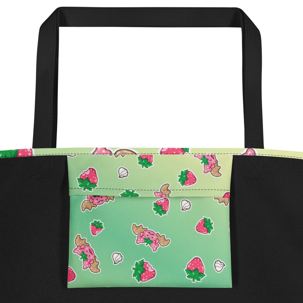 Strawberries and Cream Jeff Dragon | Green | Big Tote Bag - Dragons' Garden - Bag