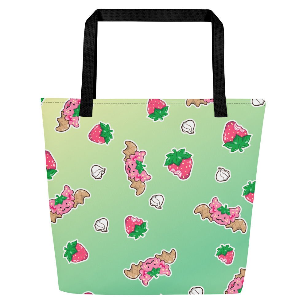 Strawberries and Cream Jeff Dragon | Green | Big Tote Bag - Dragons' Garden - Bag