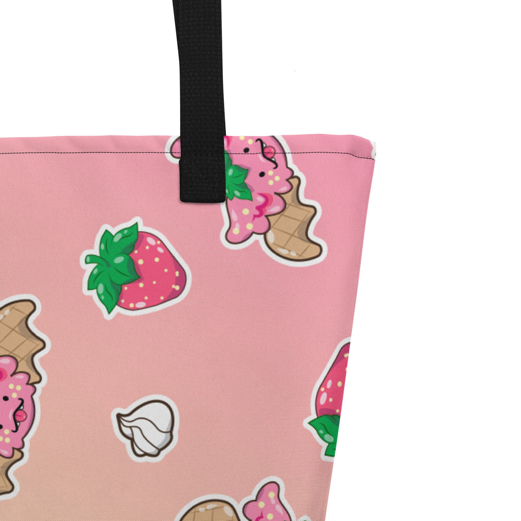 Strawberries and Cream Jeff Dragon | Pink | Big Tote Bag - Dragons' Garden - Bag