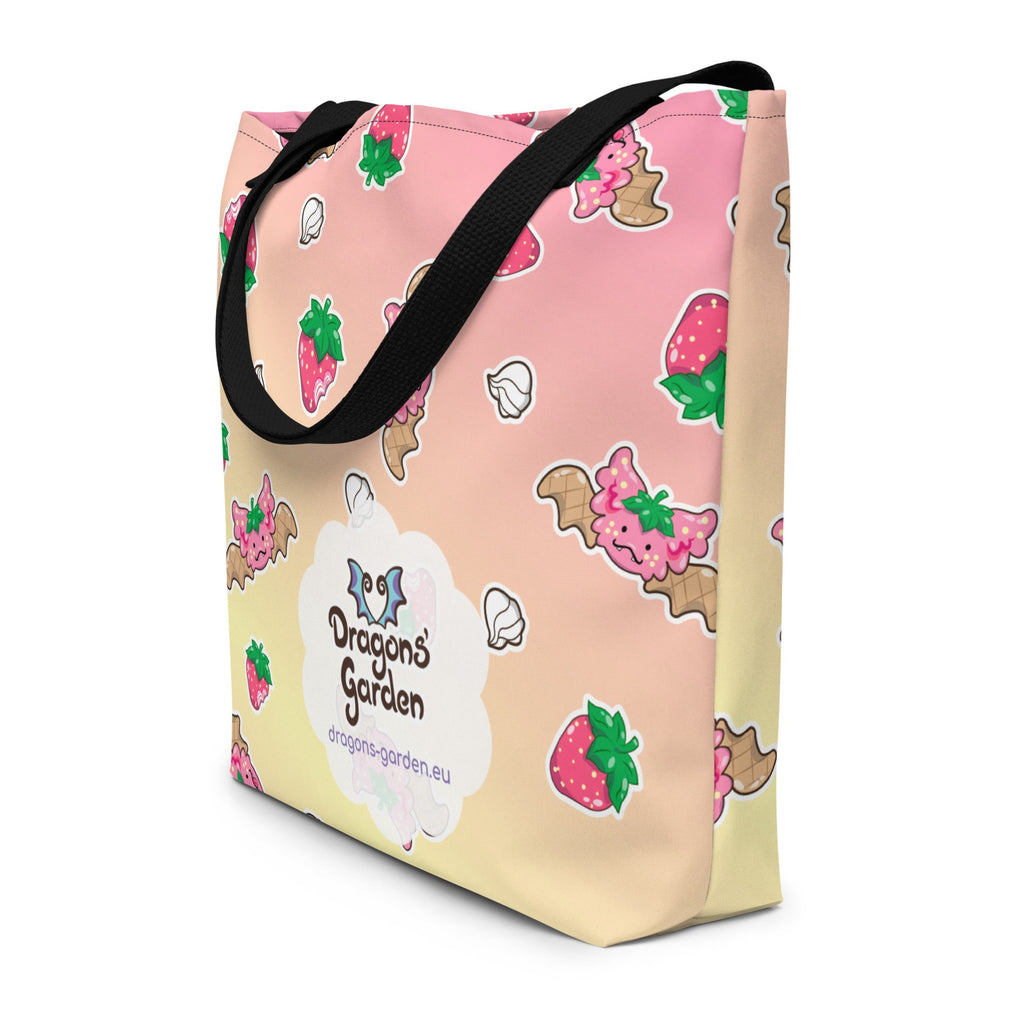 Strawberries and Cream Jeff Dragon | Pink | Big Tote Bag - Dragons' Garden - Bag