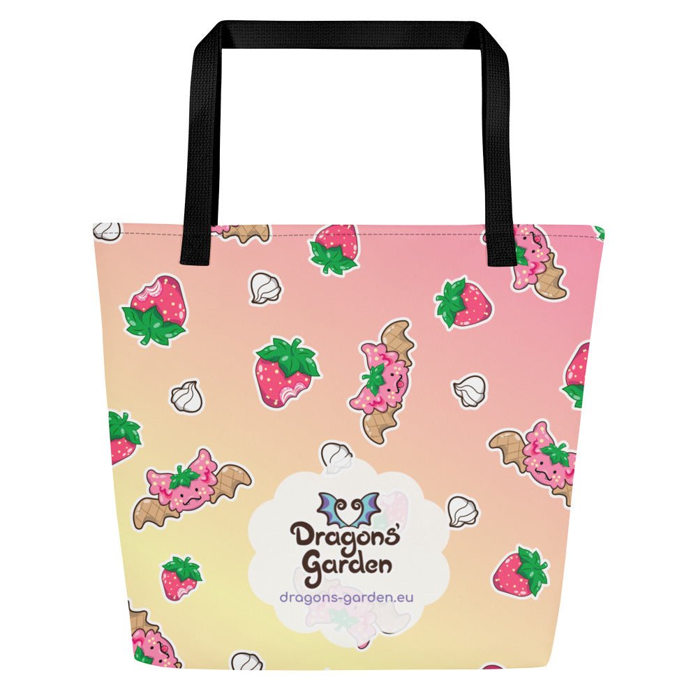 Strawberries and Cream Jeff Dragon | Pink | Big Tote Bag - Dragons' Garden - Bag