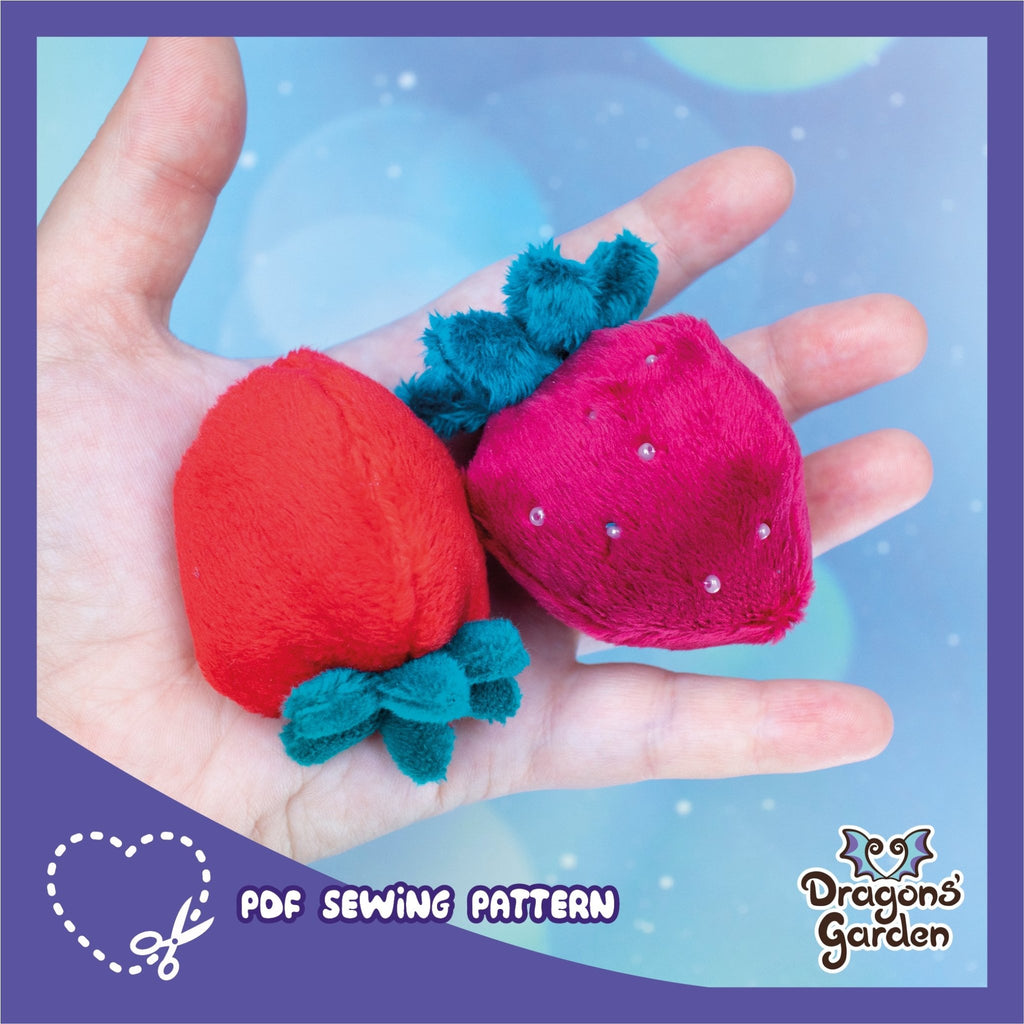 Strawberry Plushie Sewing Pattern - Dragons' Garden - Pattern Food