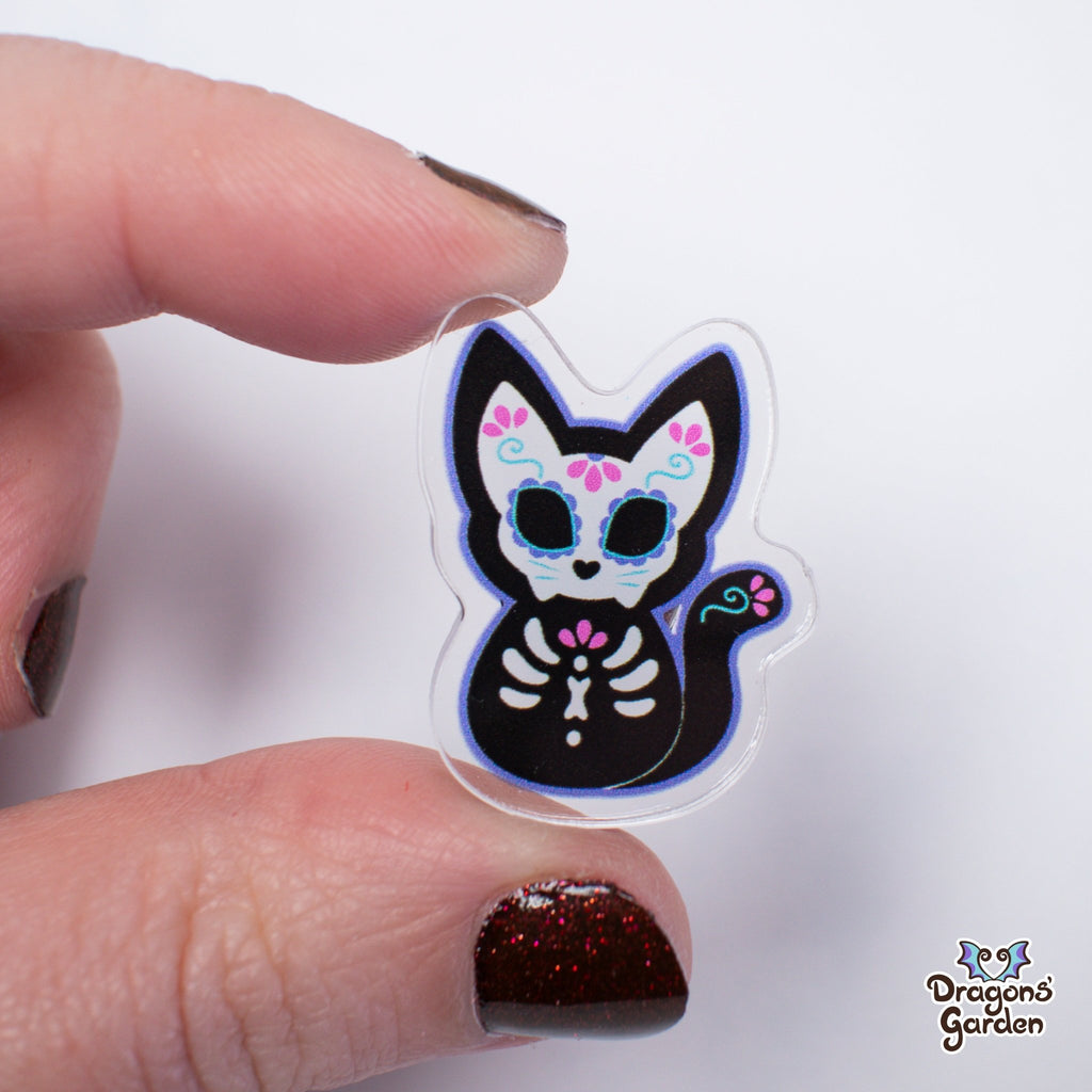 Sugar Skull Cat Acrylic Pin - Dragons' Garden - Pin Pin