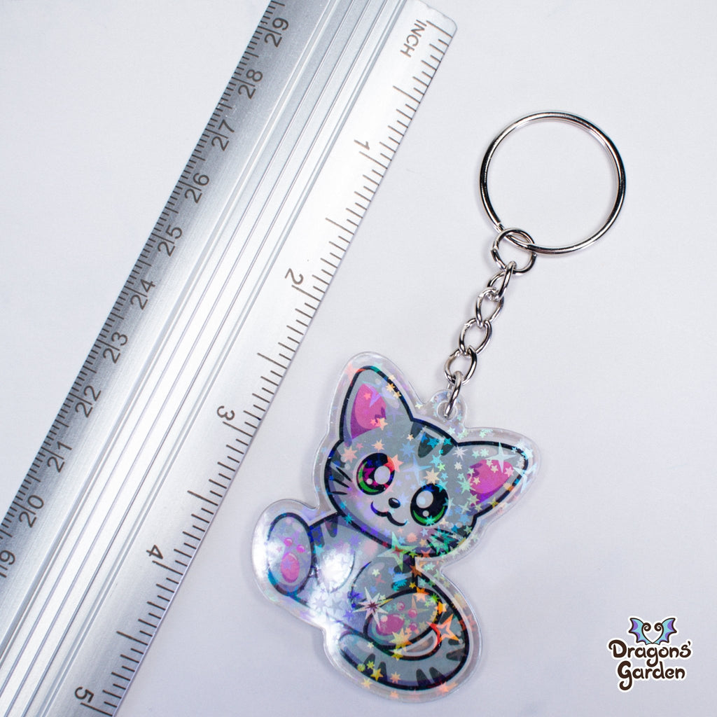 Tabby Kitten | Holographic Acrylic Keychain - Dragons' Garden - Keychain Keychain