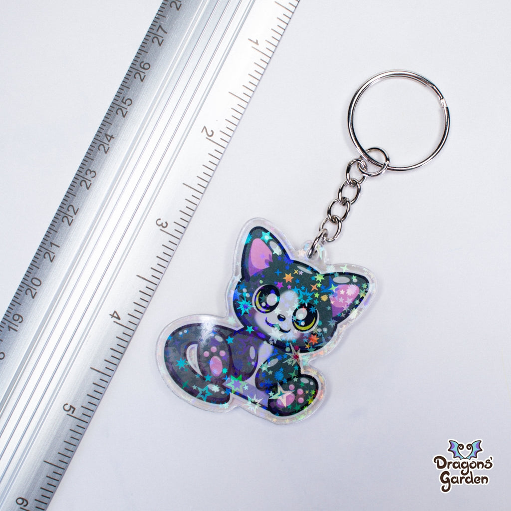 Tuxedo Kitten | Holographic Acrylic Keychain - Dragons' Garden - Keychain Keychain