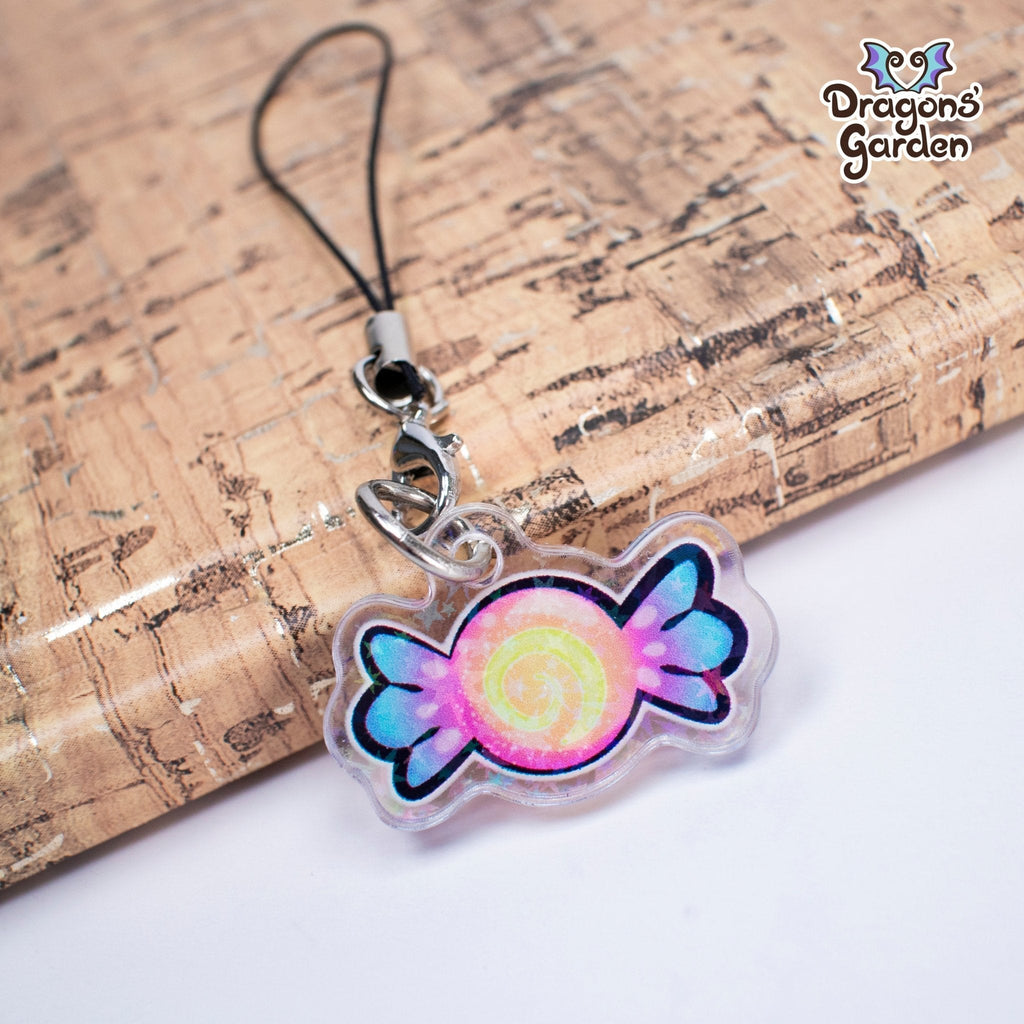 WHOLESALE Candy | Holographic Acrylic Phone Strap - Dragons' Garden - Keychain Keychain