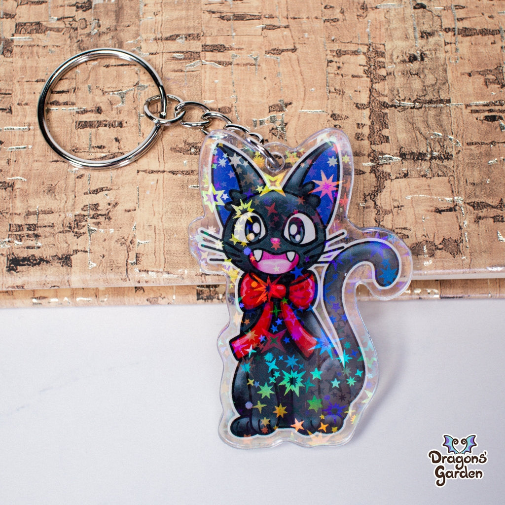 WHOLESALE Jiji the Cat | Holographic Acrylic Keychain - Dragons' Garden - Keychain Keychain